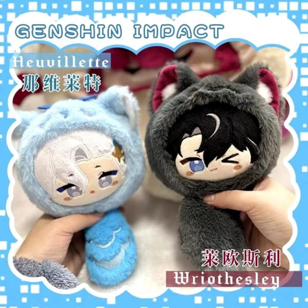 Mini Doll Keychain Head Neuvillette and Wriothesley Genshin Impact