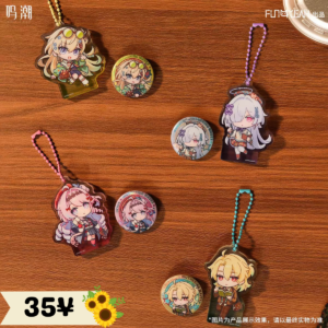 Wuthering Waves x FUN4YEAH "Tidal Letter" Series: Q Version Standee & Badge Set